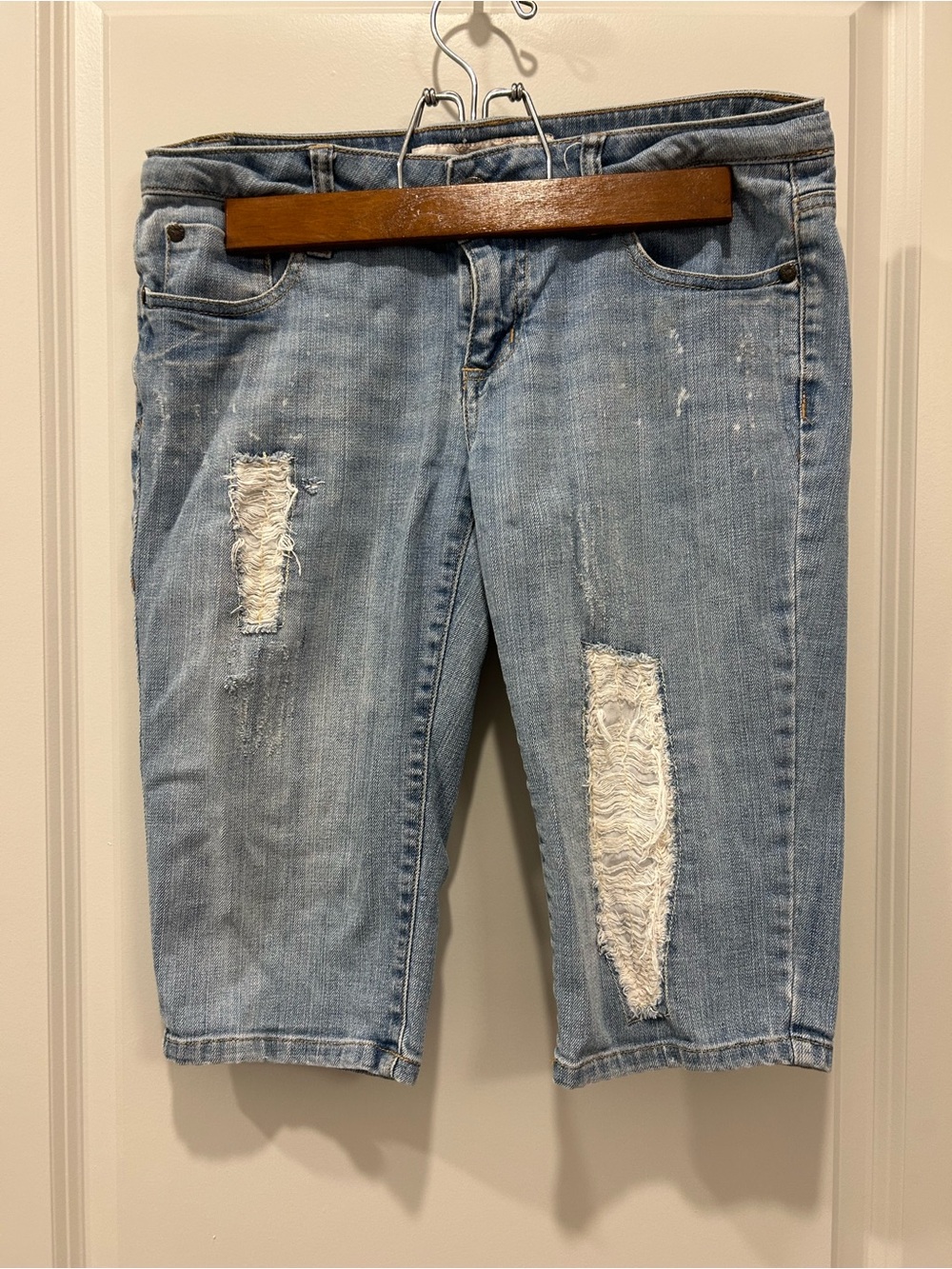 Vanilla Star Light Wash Ripped Denim Jean Shorts